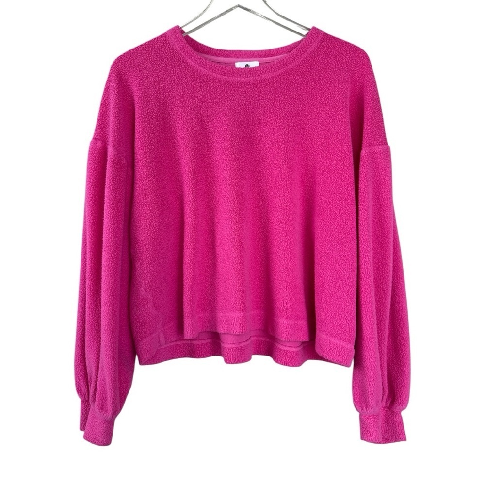 Sundry Evereve Sherpa Cropped Pullover Hot Pink Size 3 (large)